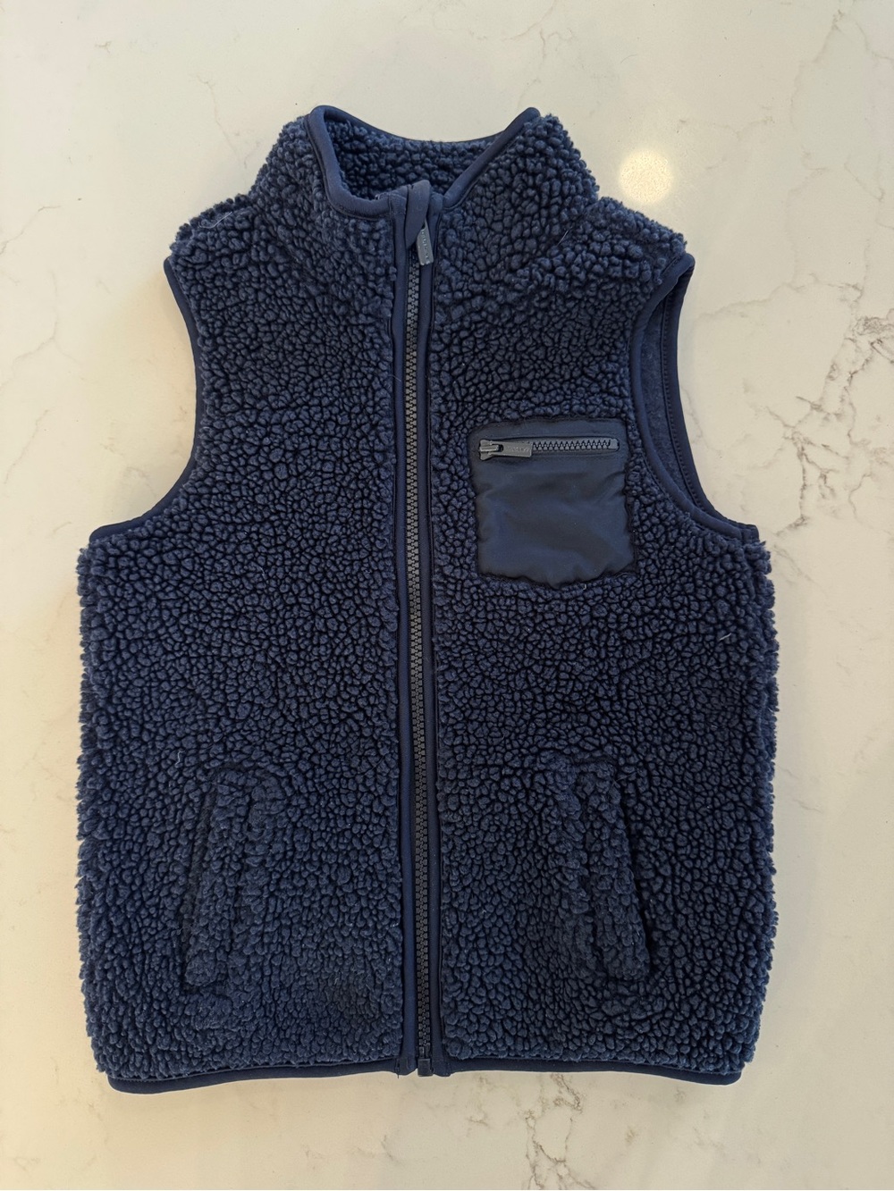Old Navy Navy Sherpa Vest with Zip Chest Pocket